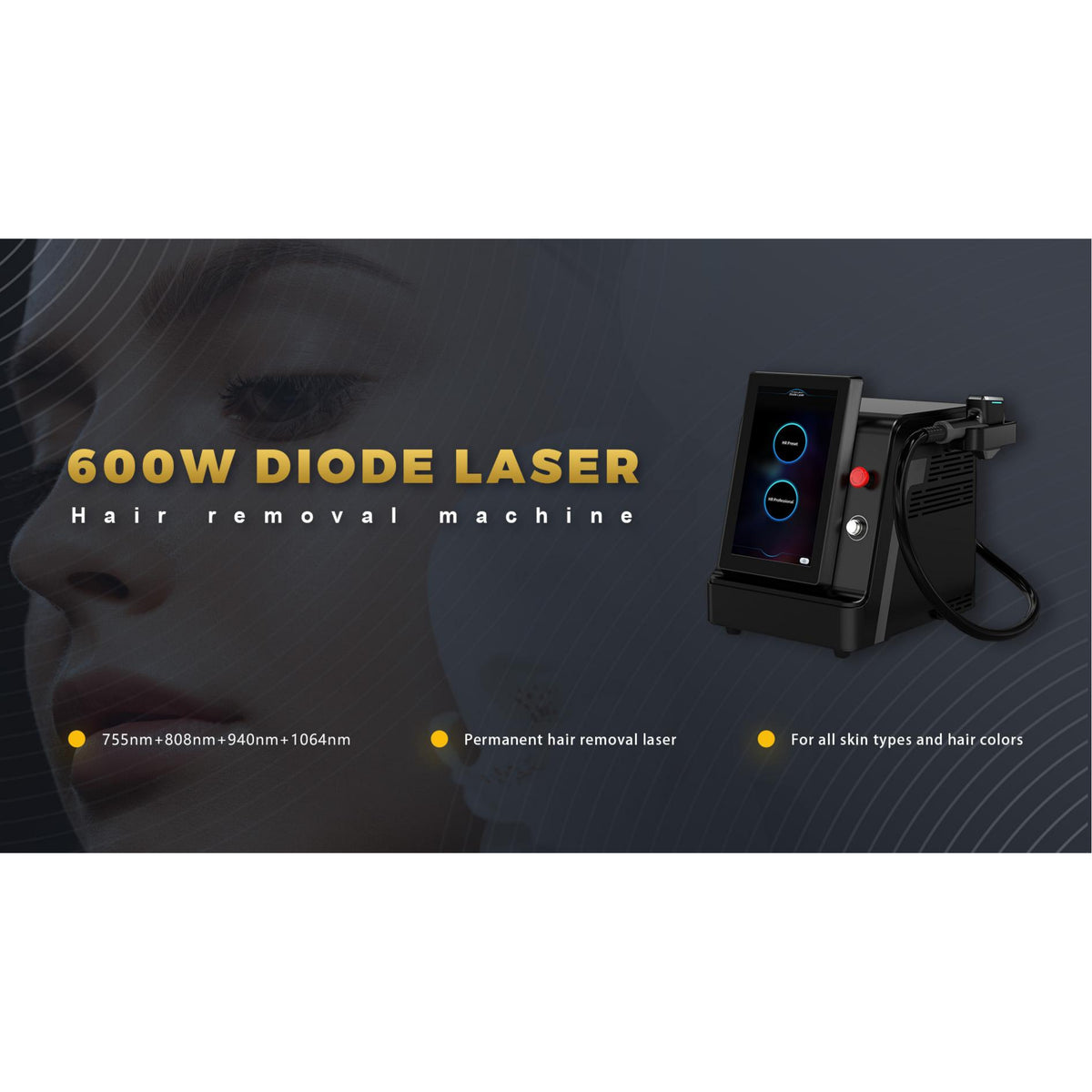 Body Life Quadro Diode Laser Hair Removal Machine – 600W | Black